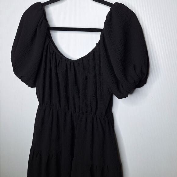 ASTR The Label Smocked Tiered Dress Midi Peasant Puff Sleeve Cottage Medium - Picture 5 of 11